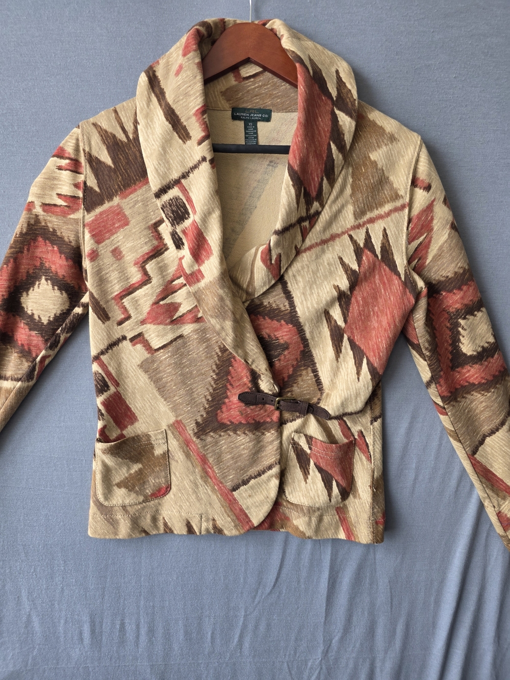 Lauren Jeans Co Ralph Lauren Southwestern Aztec Shawl Cardigan Jacket XS Cotton